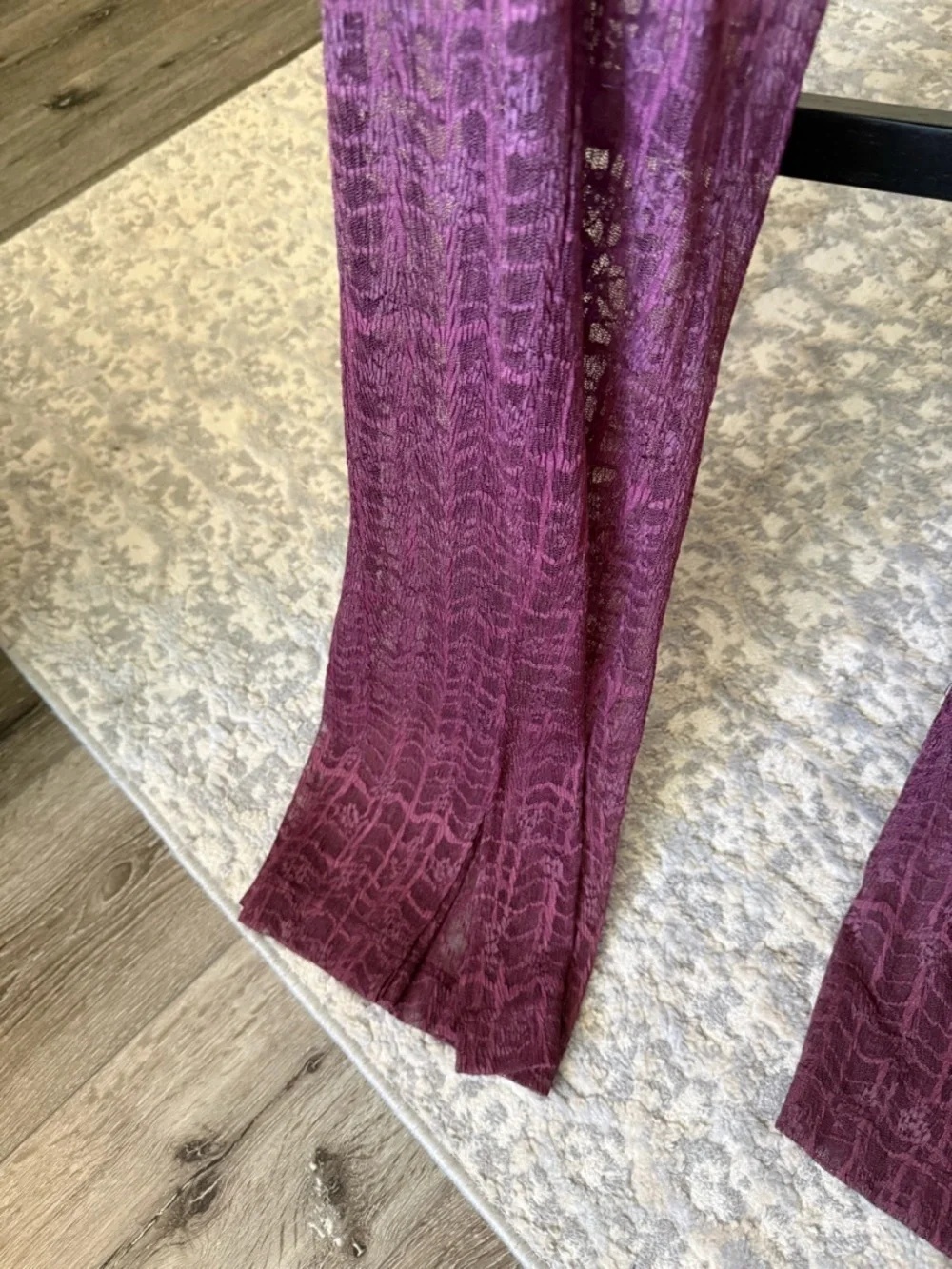 Free People In The Night Lace Flare Split Leg Pants, Purple Plum, M, EUC